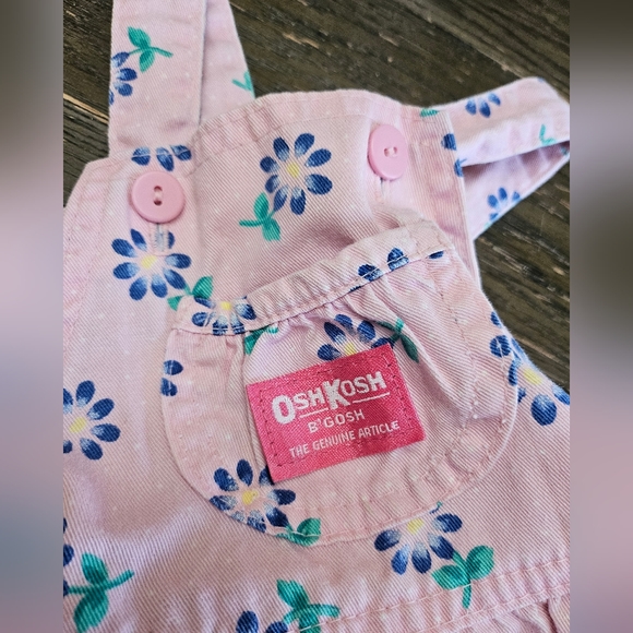 Vintage OshKosh B'Gosh Girls Flower Overall Dress Size 24m Made in USA - Picture 6 of 16